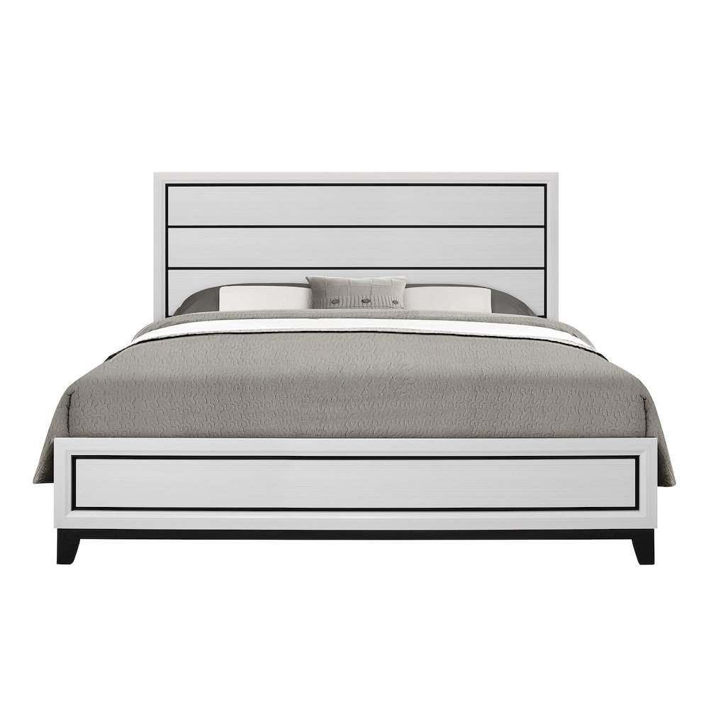 Rustic Transitional Kate White King Bed, White. Picture 1