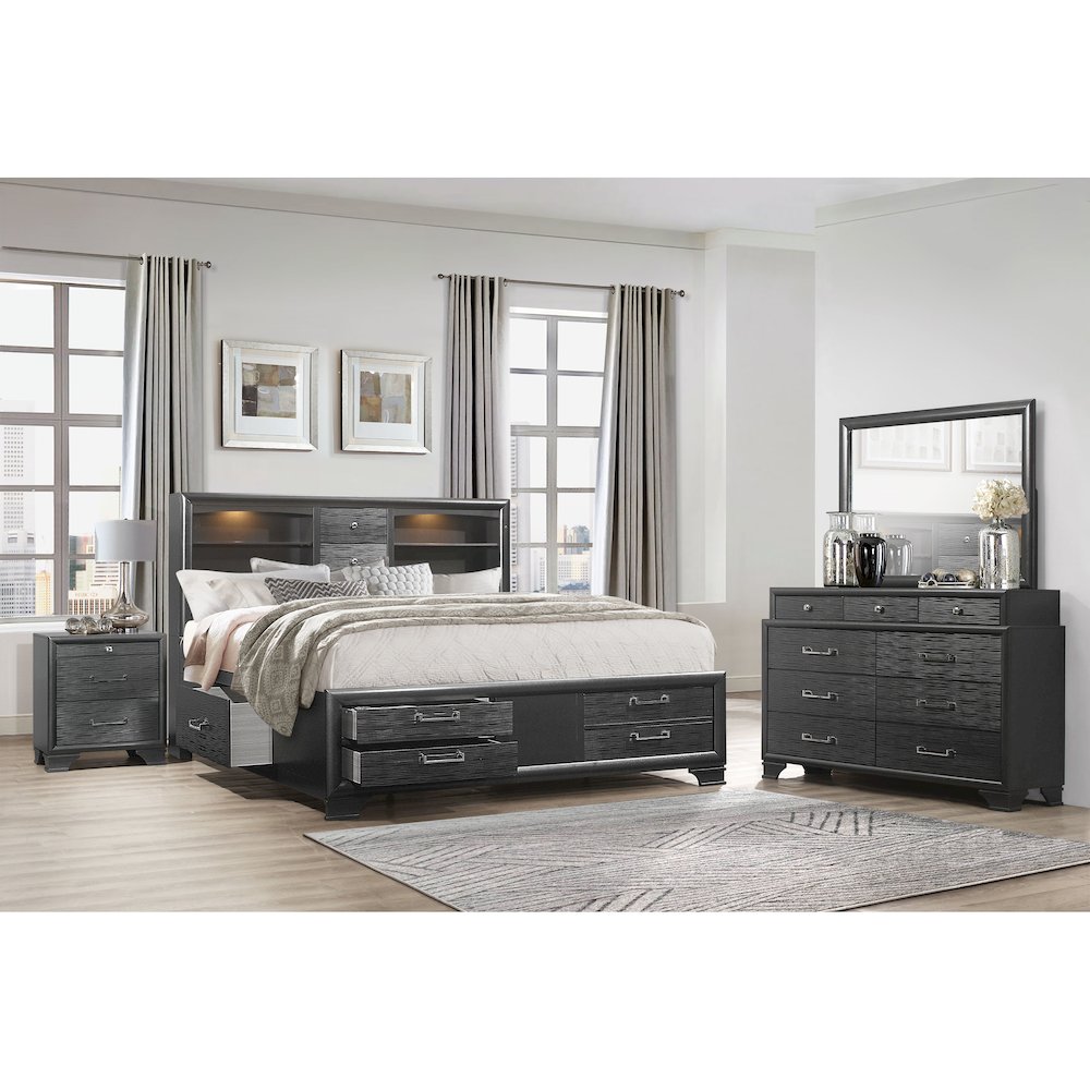 Transitional Glam Jordyn Grey Dresser, Grey. Picture 3