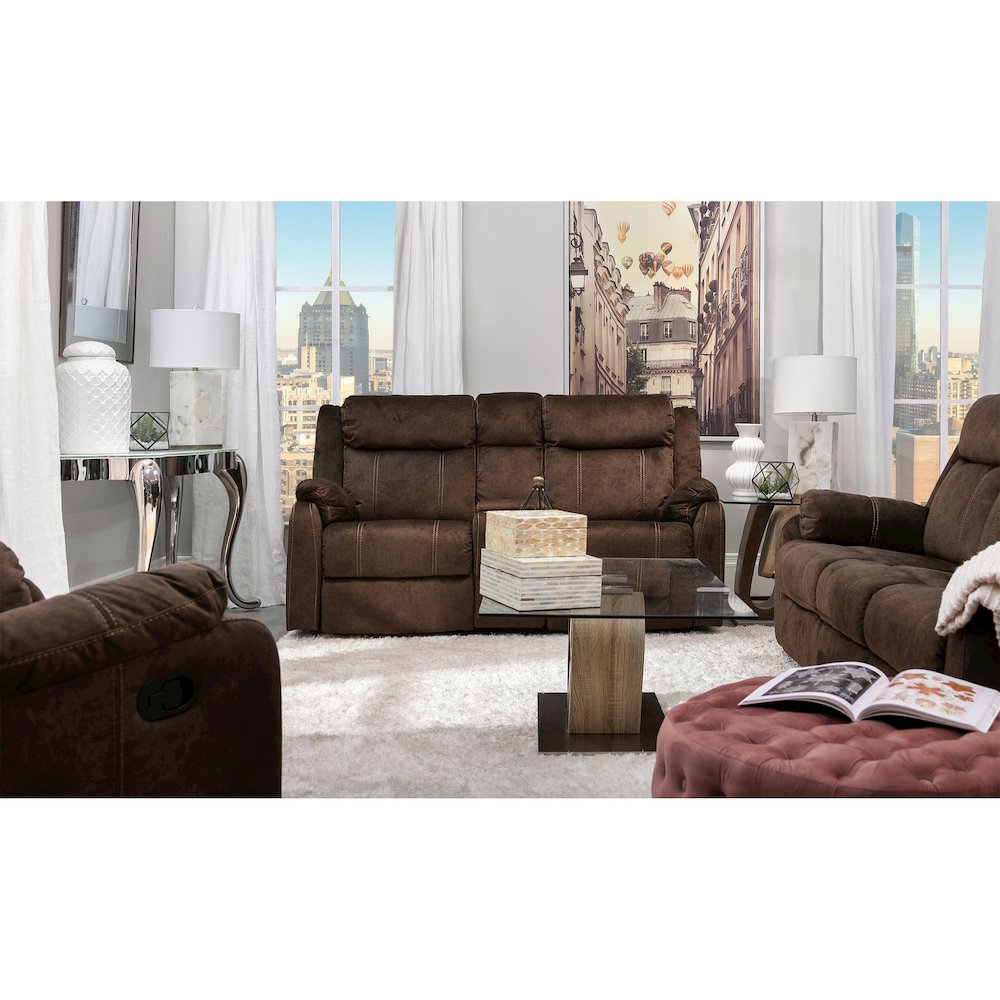 Transitional Domino Coffee Recliners, Coffee. Picture 2