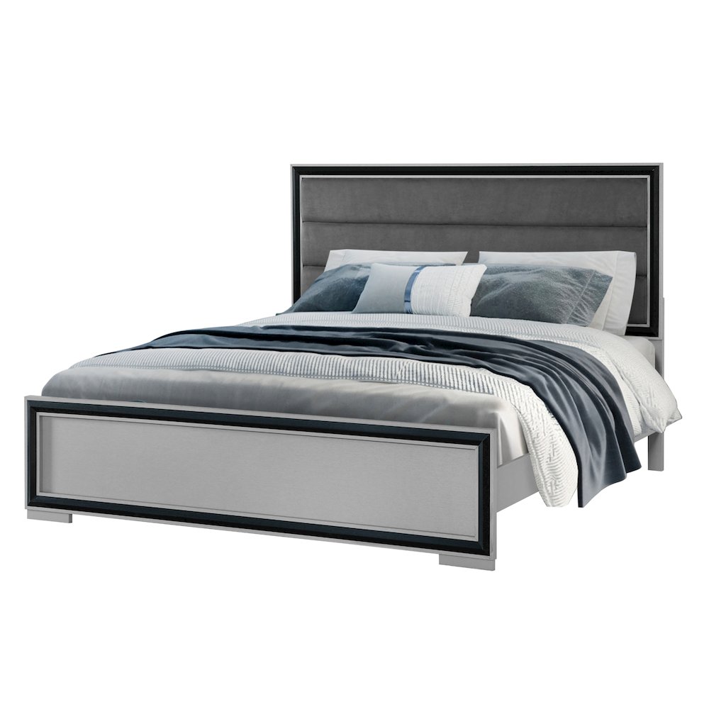 Contemporary Amelia Grey Black Full Bed, Led, Black,Grey. Picture 1