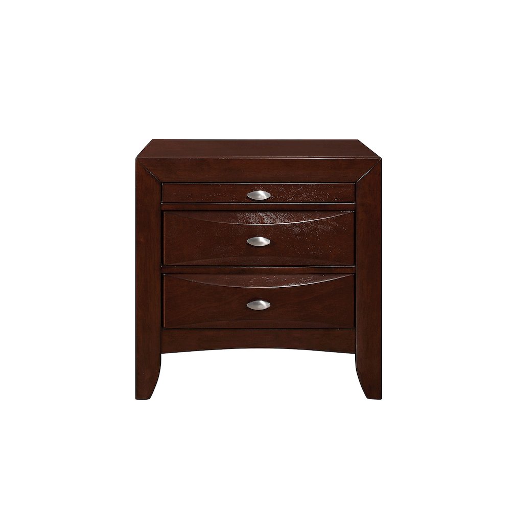 Transitional Linda New Merlot Nightstand, Merlot. Picture 1