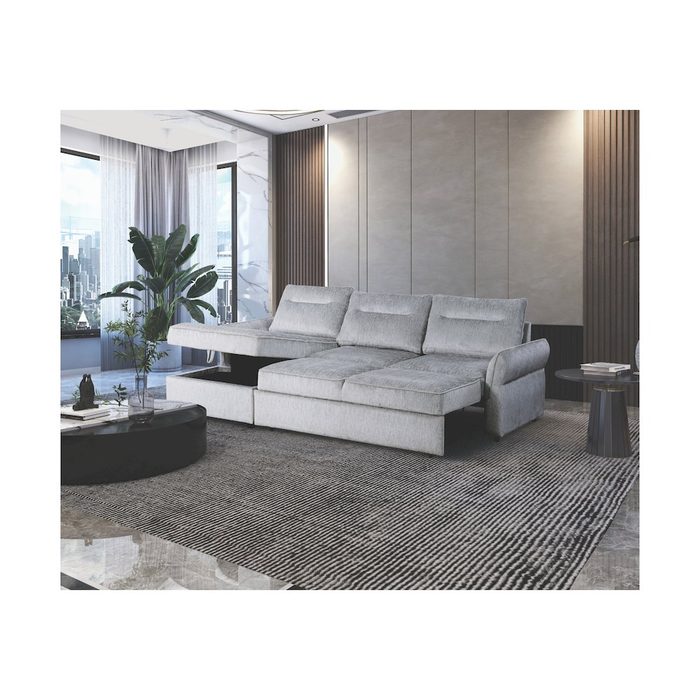 Contemporary Pull Out Sofa Bed, Grey. Picture 1