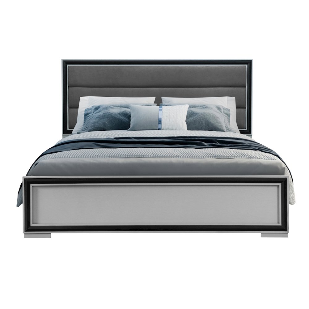 Contemporary Amelia Grey Black Full Bed, Led, Black,Grey. Picture 2
