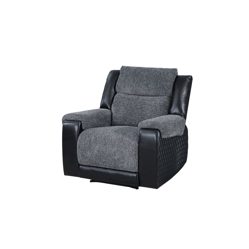 Traditional Glam Recliner, Black,Grey. Picture 1