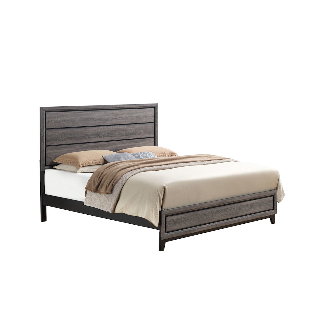 Rustic Transitional Kate Grey Queen Bed, Foil Grey. Picture 2