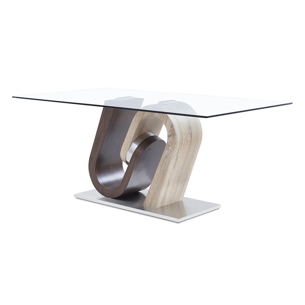 Contemporary Dining Table, Dark Brown,Oak,Silver. Picture 1