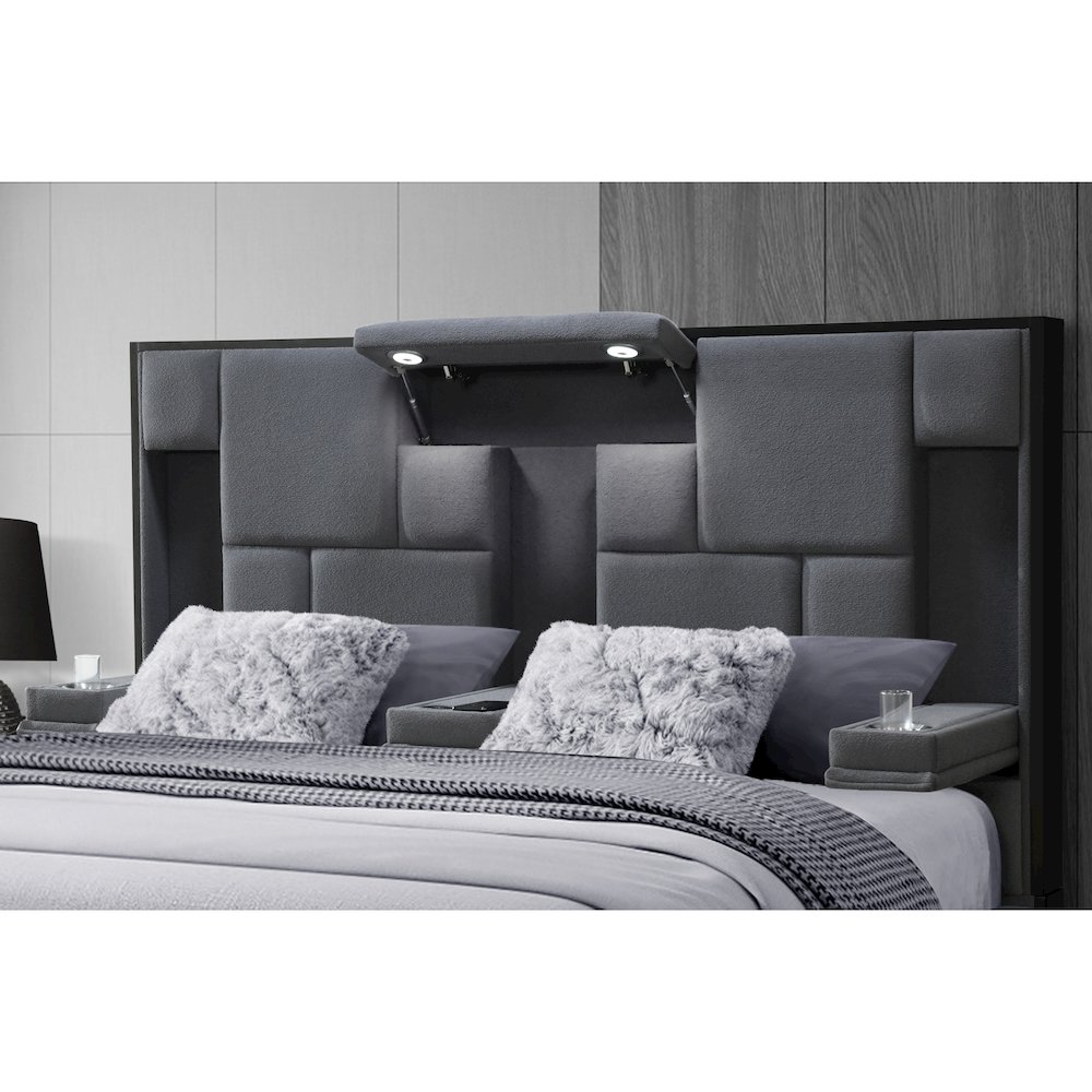 Contemporary Oscar Dark Grey 8 Queen Bed No Wood Trim, Dark Grey 8. Picture 4