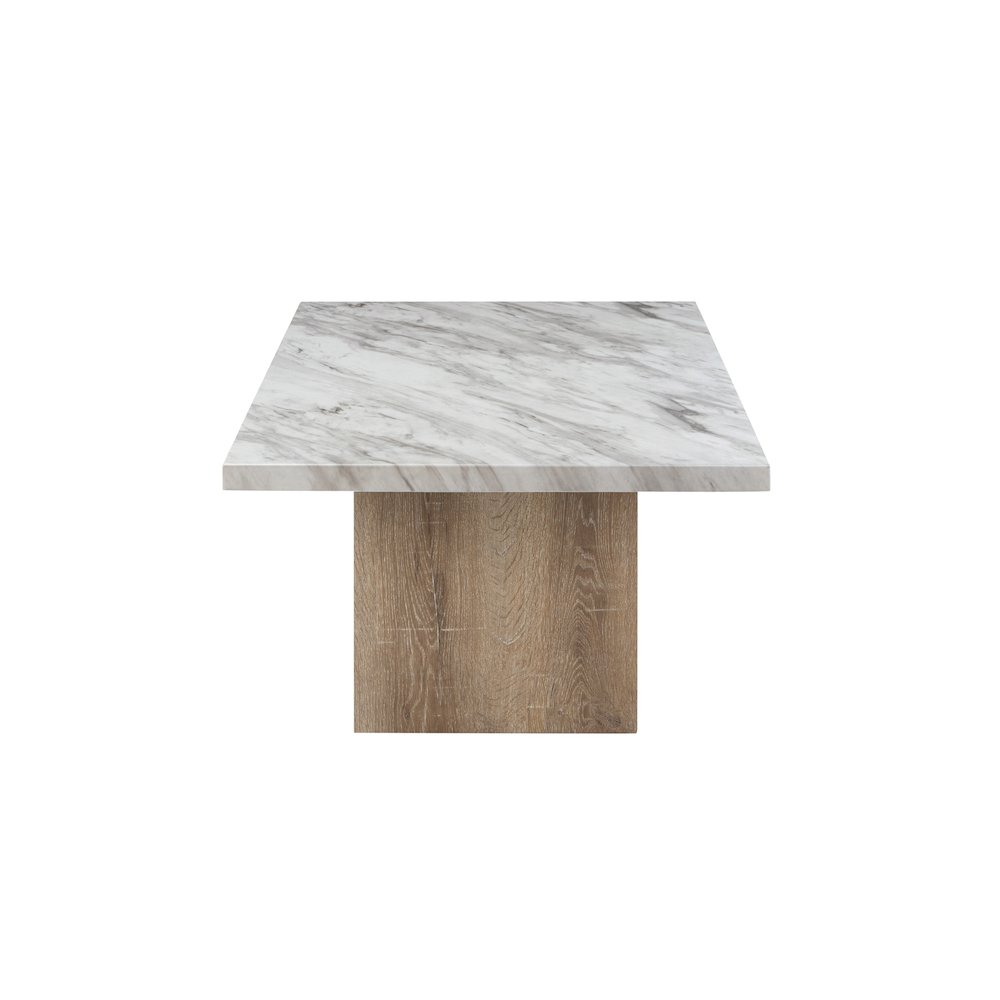 Contemporary Coffee Table, Natural,White. Picture 3