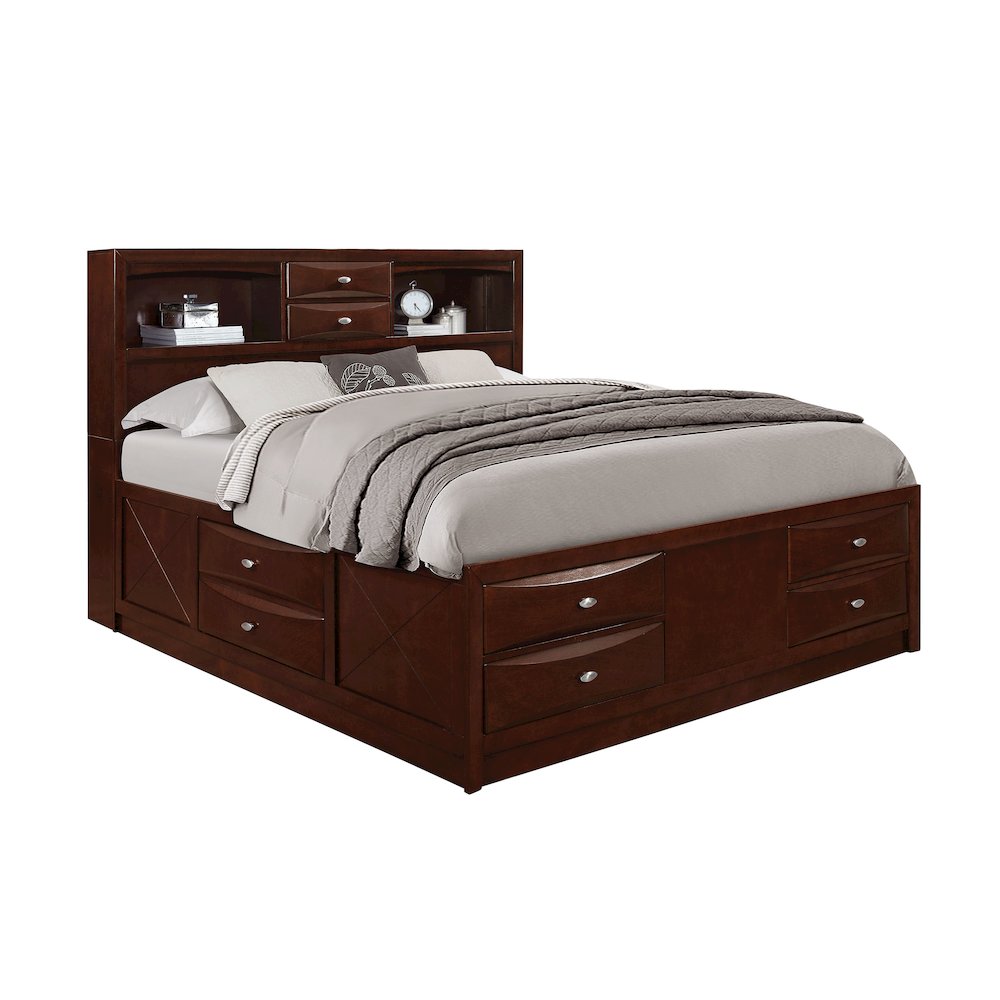 Transitional Linda Merlot King Bed, Merlot. Picture 2