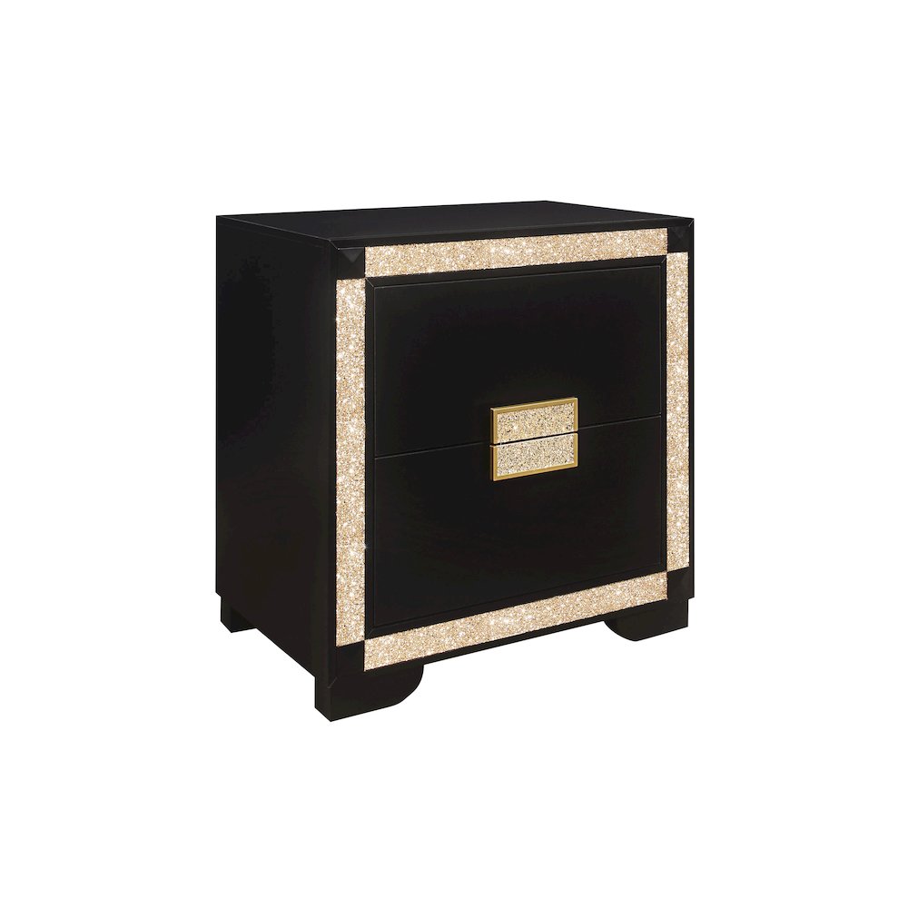 Traditional Glam Blake Black/Gold Nightstand, Black,Gold. Picture 2
