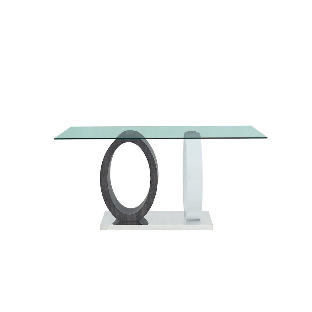 Contemporary Dining Table, Clear,Dark Grey,Silver,White. Picture 2
