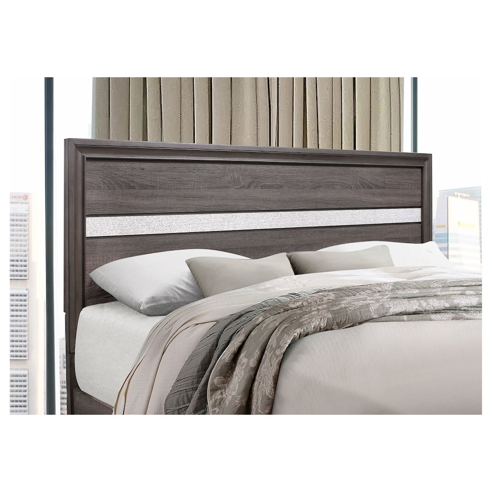 Traditional Glam Seville Grey Full Bed, Dark Grey. Picture 2