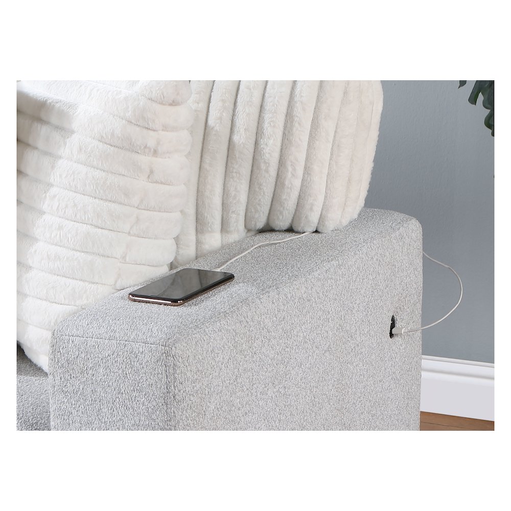 Transitional Reversible Pull Out Sofa Bed, Light Grey,White. Picture 3