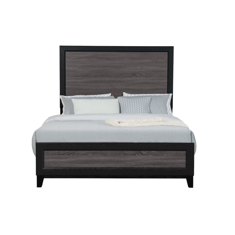 Farmhouse Lisbon Grey And Black Queen Bed, Black,Grey. Picture 1