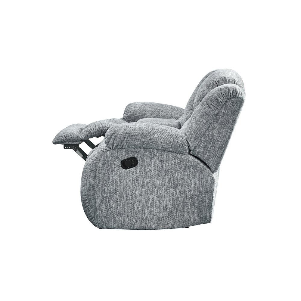 Transitional Console Reclining Loveseat, Grey. Picture 2