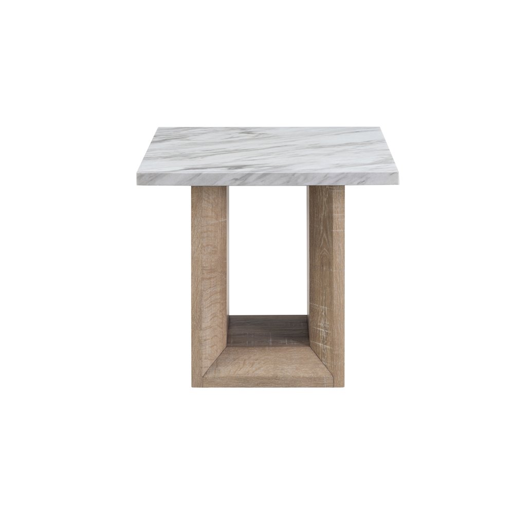 Contemporary End Table, Natural,White. Picture 1