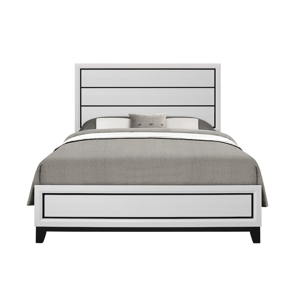 Rustic Transitional Kate White Queen Bed, White. Picture 1
