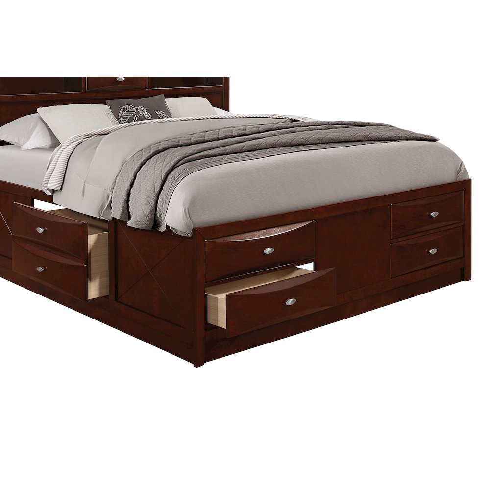 Transitional Linda Merlot King Bed, Merlot. Picture 3