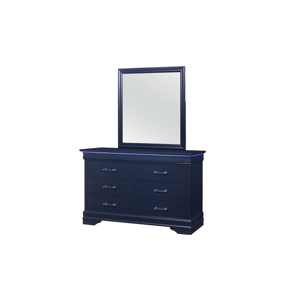 Traditional Glam Charlie Blue Dresser With Led, Blue. Picture 2
