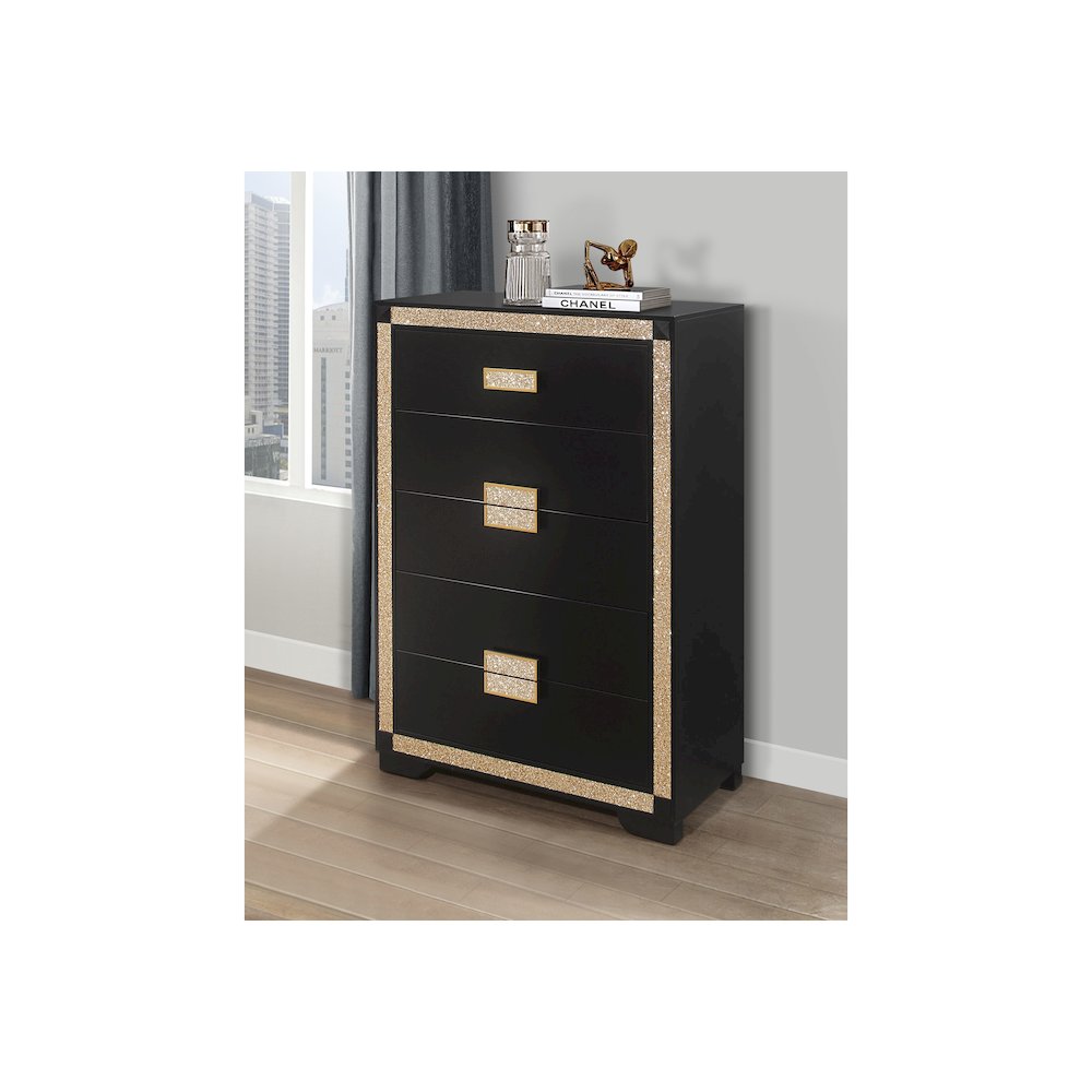 Traditional Glam Blake Black/Gold Chest, Black,Gold. Picture 3
