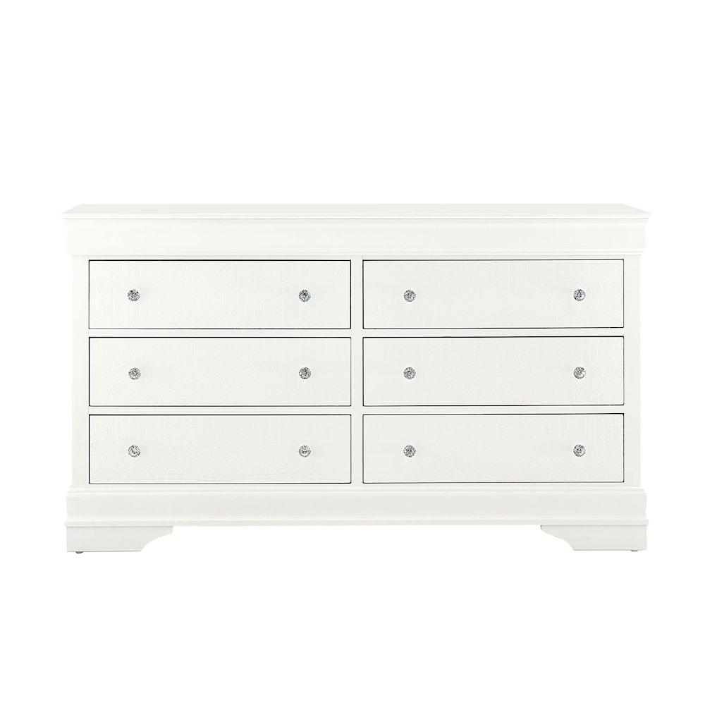 Traditional Glam Pompei Metallic White Dresser, Metallic White. Picture 1