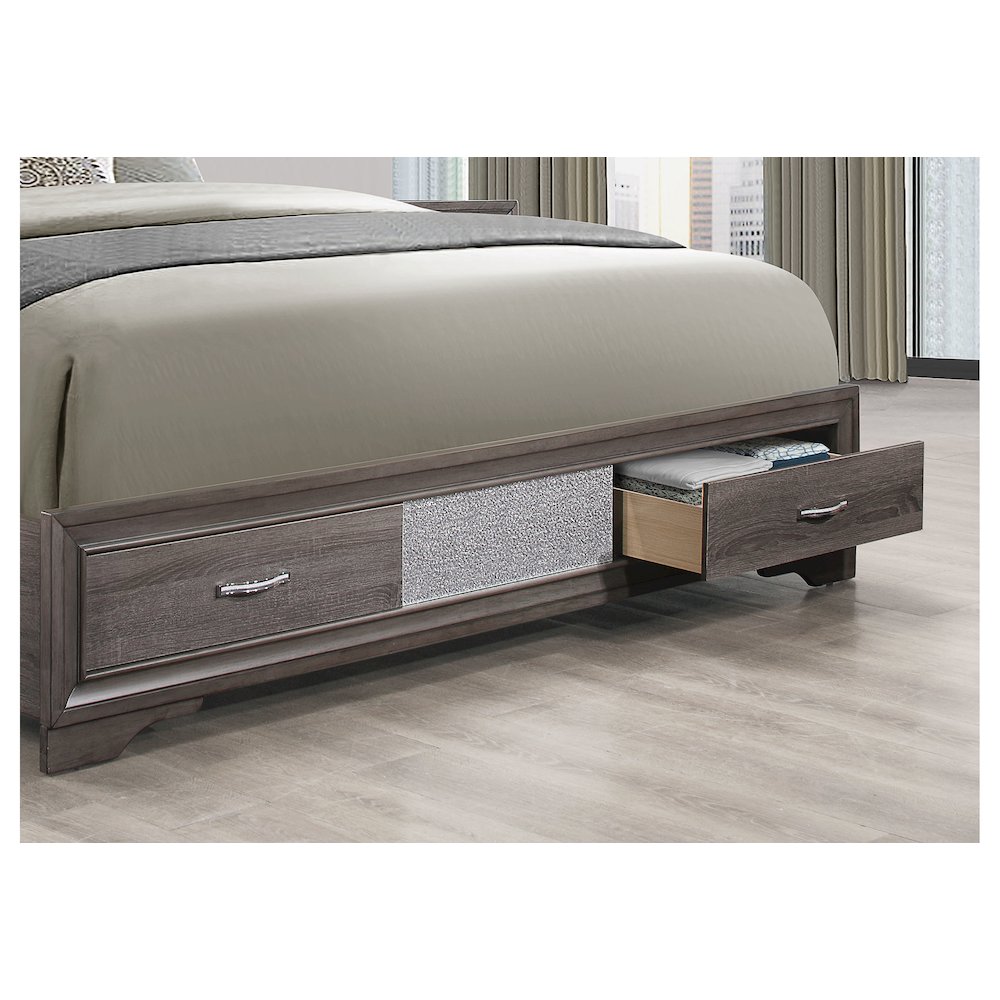 Traditional Glam Seville Grey Queen Bed, Dark Grey. Picture 3