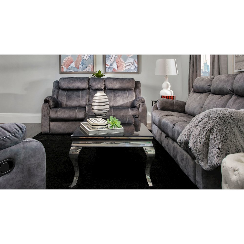 Transitional Domino  Reclining Sofas, Granite. Picture 4