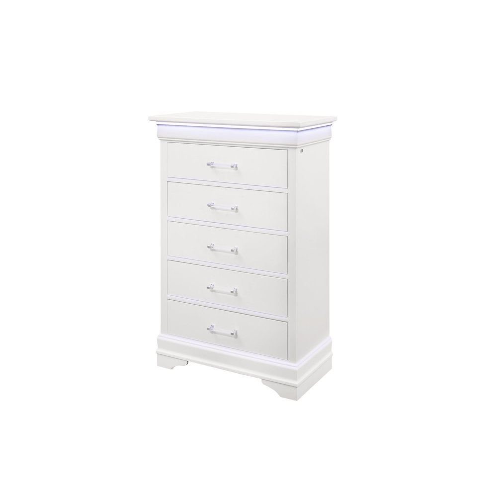 Traditional Glam Charlie White Chest With Led, White. Picture 2