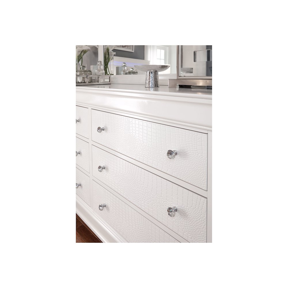 Traditional Glam Pompei Metallic White Dresser, Metallic White. Picture 3