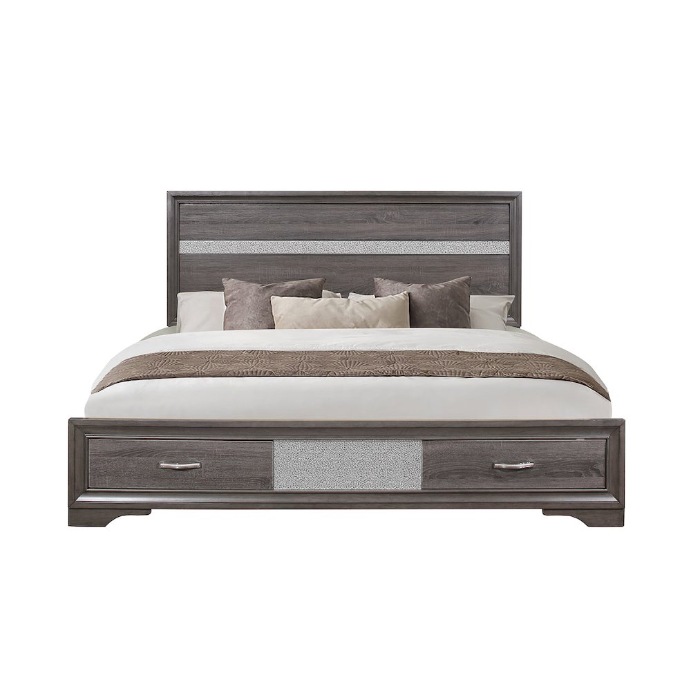 Traditional Glam Seville Grey King Bed, Dark Grey. Picture 1