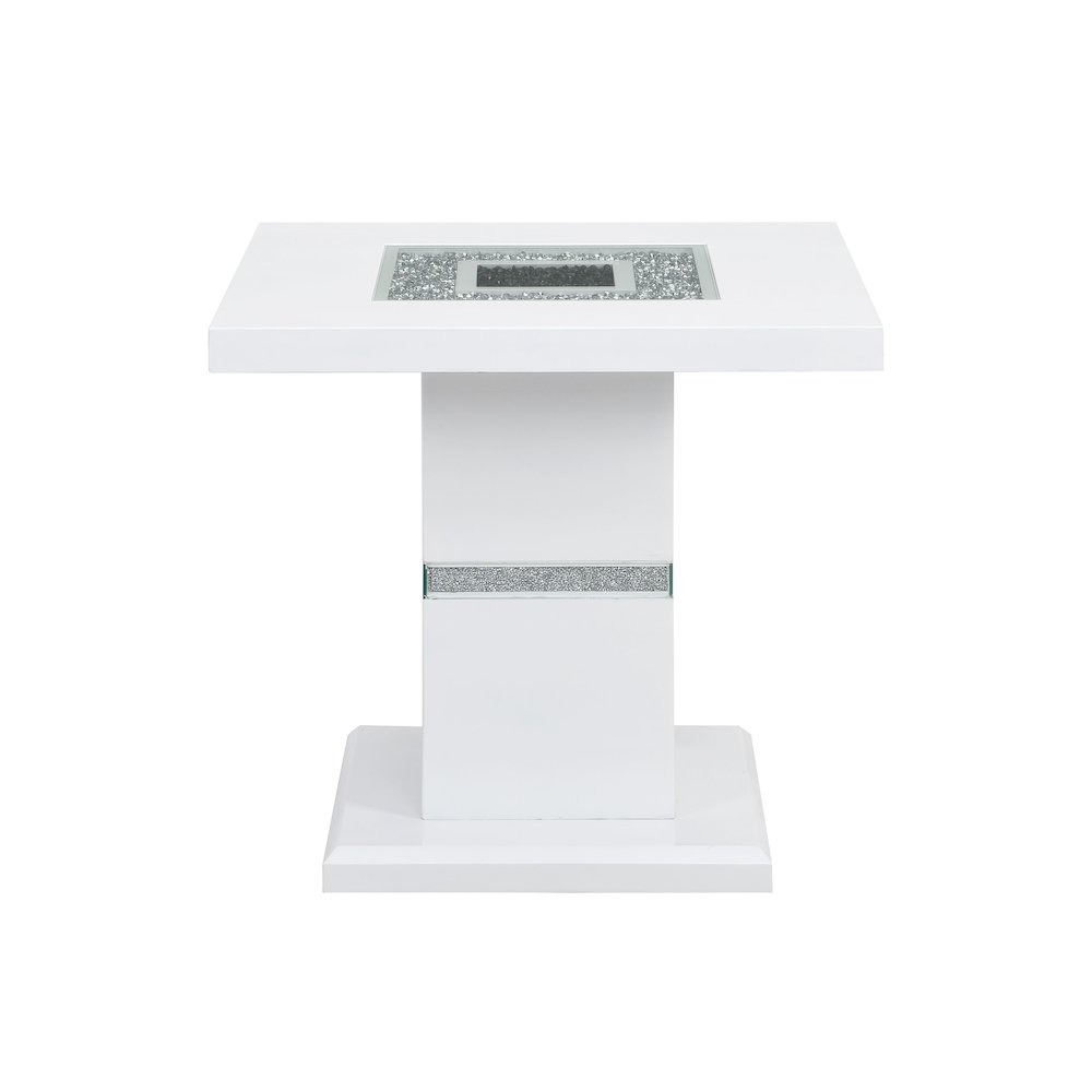 Contemporary Monaco White End Table, White. Picture 1