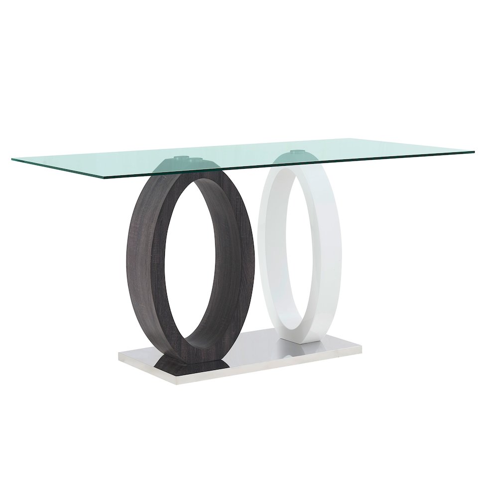 Contemporary Dining Table, Clear,Dark Grey,Silver,White. Picture 1