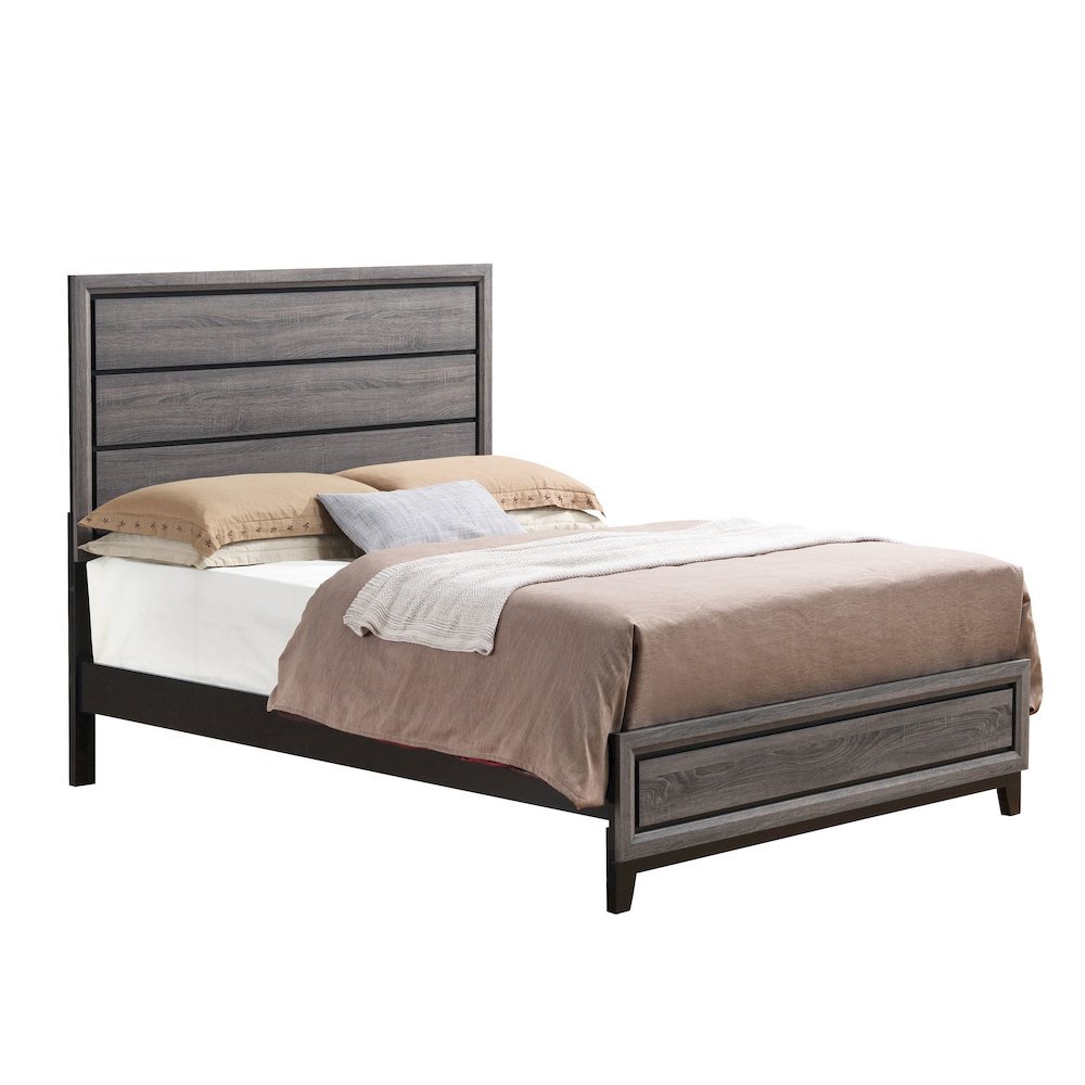 Rustic Transitional Kate Grey Full Bed, Foil Grey. Picture 2
