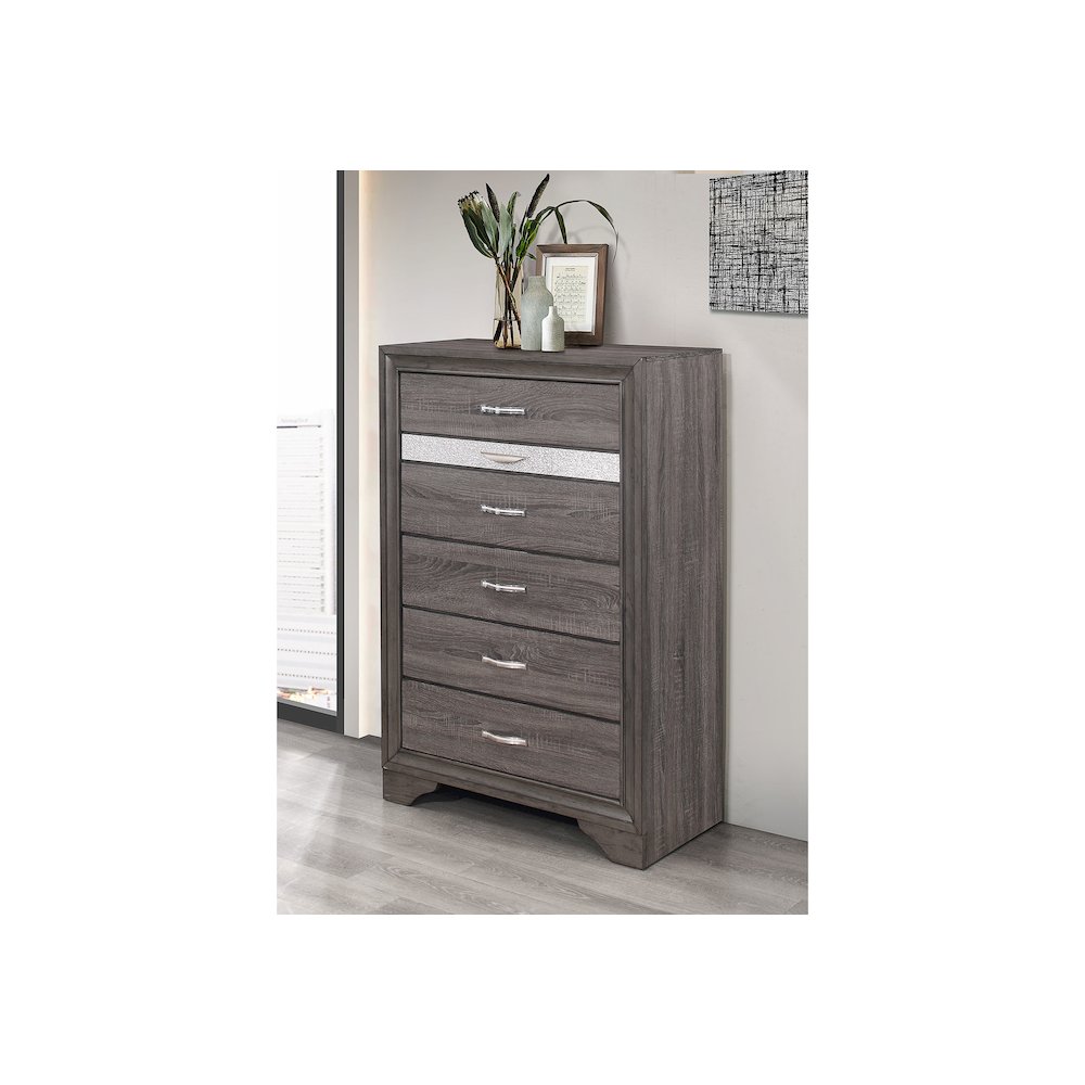 Traditional Glam Seville Grey Chest, Malamine Grey. Picture 3