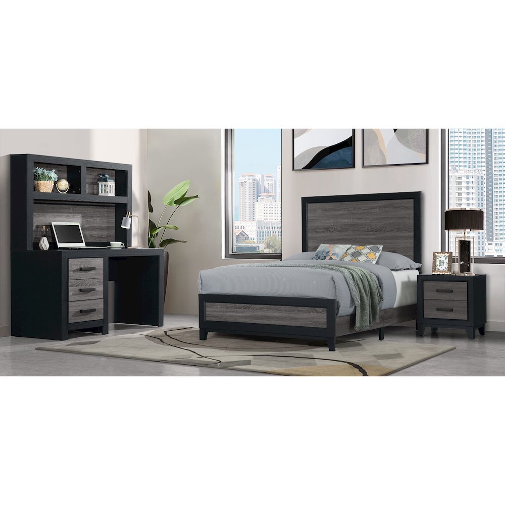 Farmhouse Lisbon Grey And Black Queen Bed, Black,Grey. Picture 3