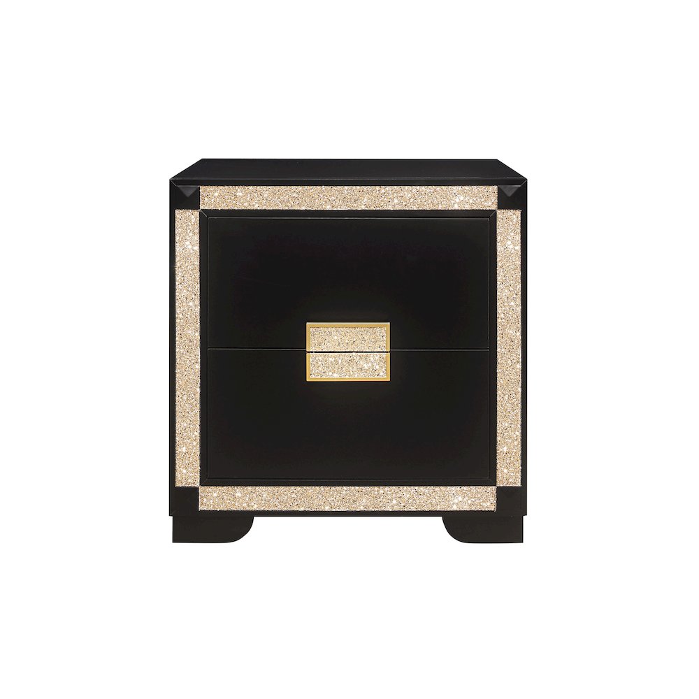 Traditional Glam Blake Black/Gold Nightstand, Black,Gold. Picture 1
