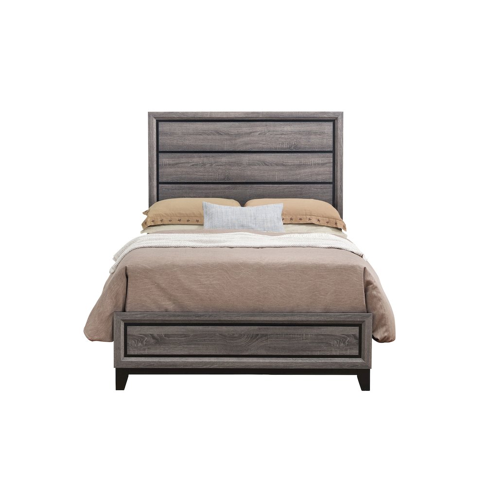Rustic Transitional Kate Grey Full Bed, Foil Grey. Picture 1