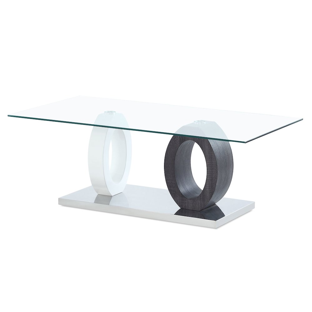 Contemporary Coffee Table, Clear,Dark Grey,Silver,White. Picture 1