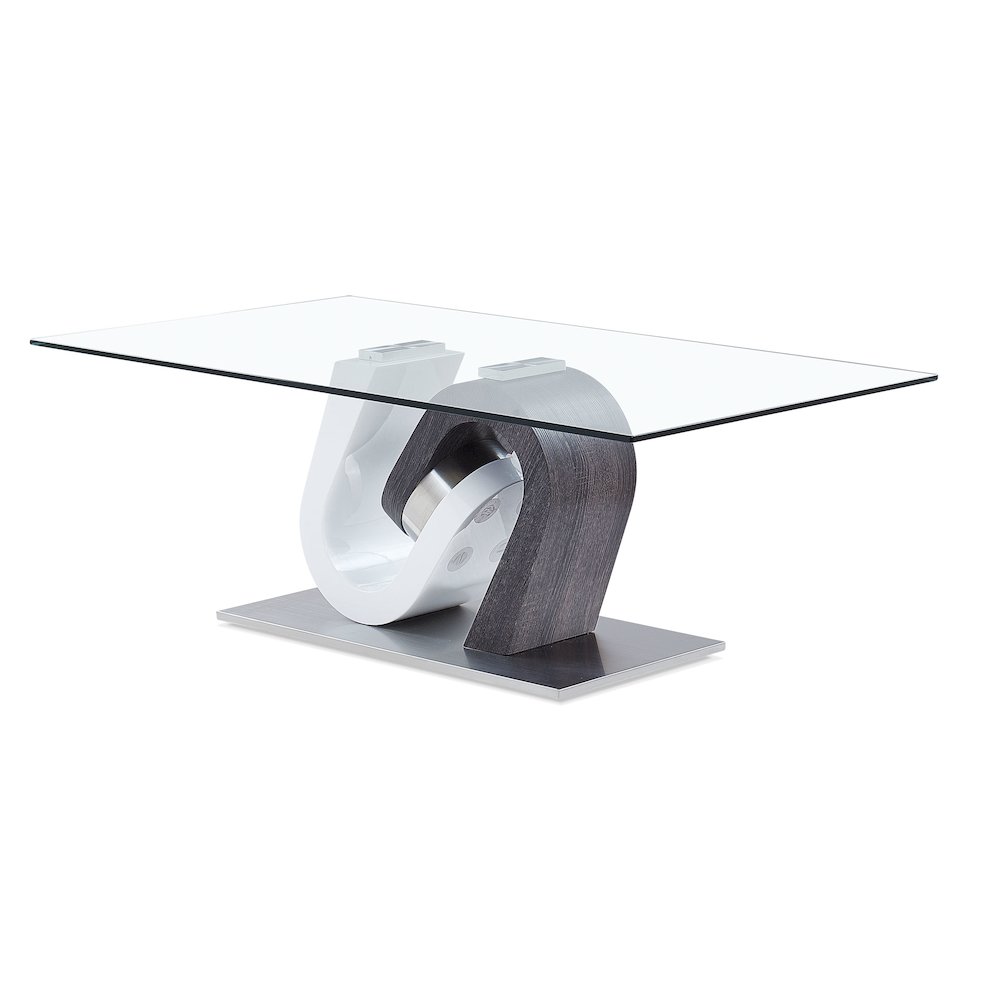 Contemporary Coffee Table, Clear,Dark Grey,Silver,White. Picture 1