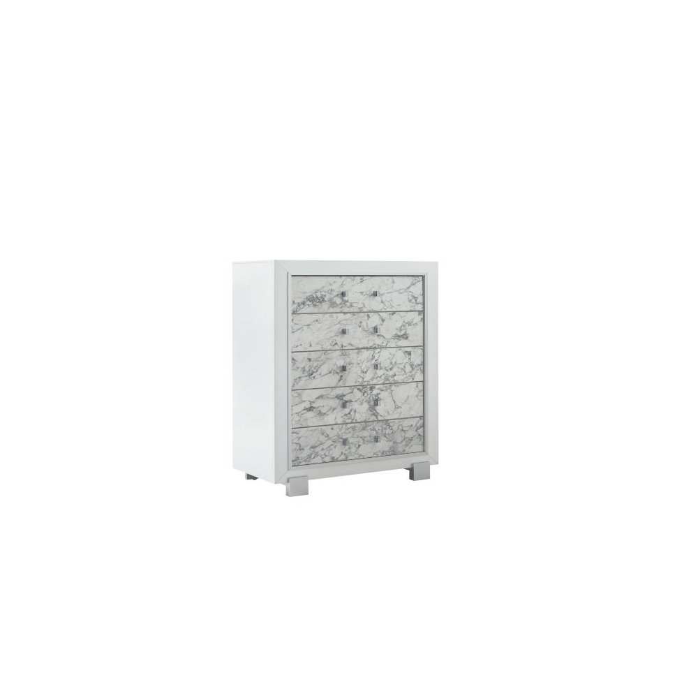 Transitional Glam Santorini White Chest, Metallic White. Picture 3