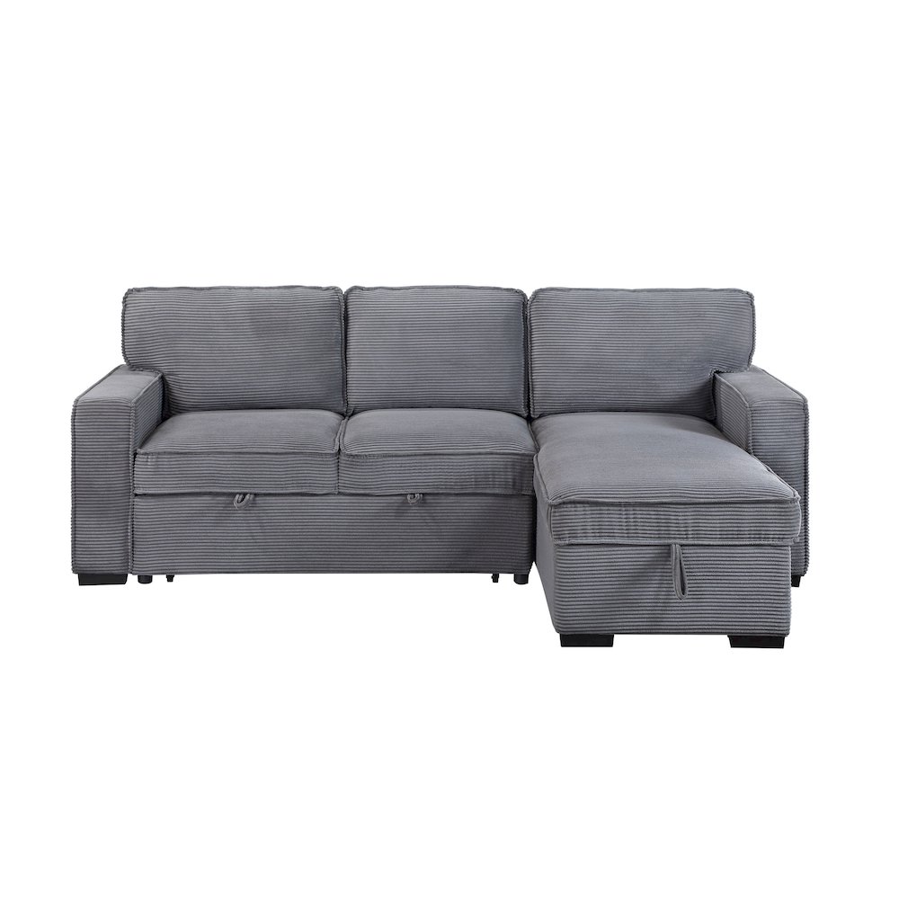 Transitional Light Grey Reversible Sofa Bed, Light Grey. Picture 1