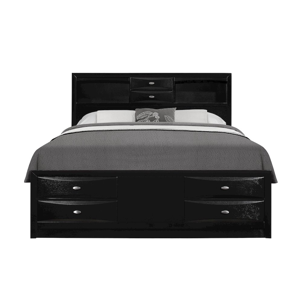 Transitional Linda Black Queen Bed, Black. Picture 1