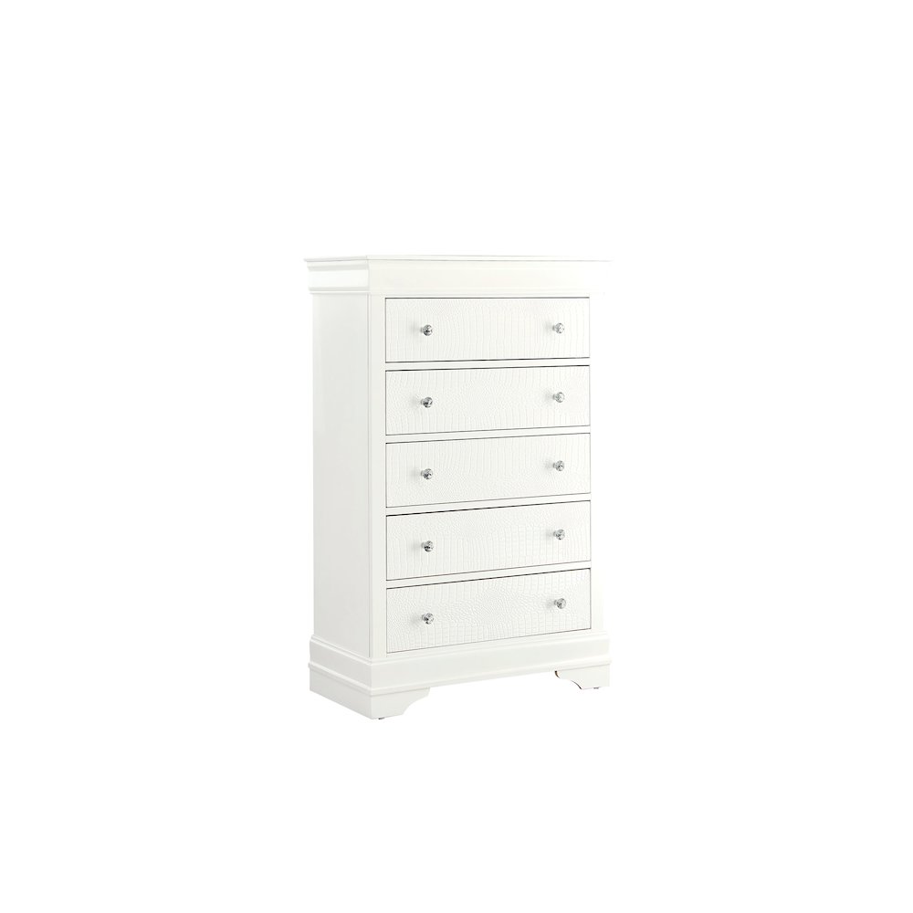 Traditional Glam Pompei Metallic White Chest, Metallic White. Picture 2