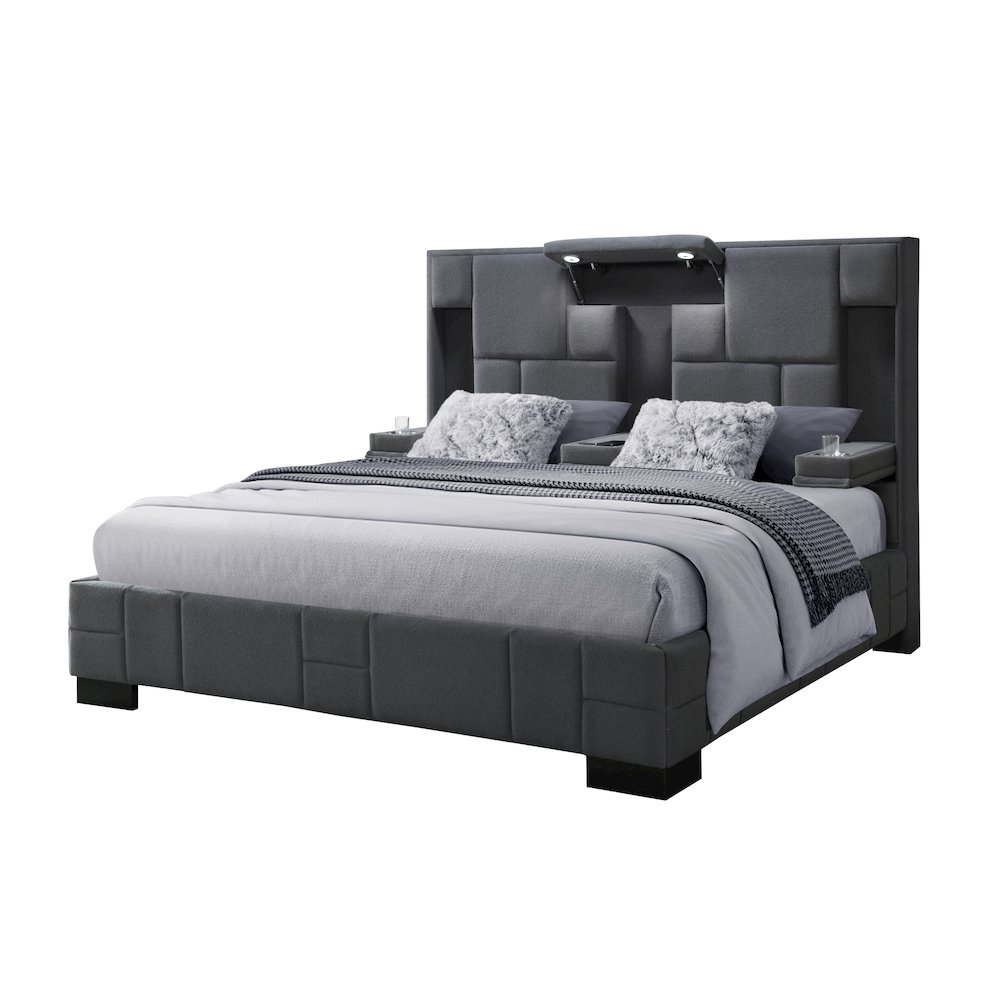 Contemporary Oscar Dark Grey 8 King Bed No Wood Trim, Dark Grey 8. Picture 2