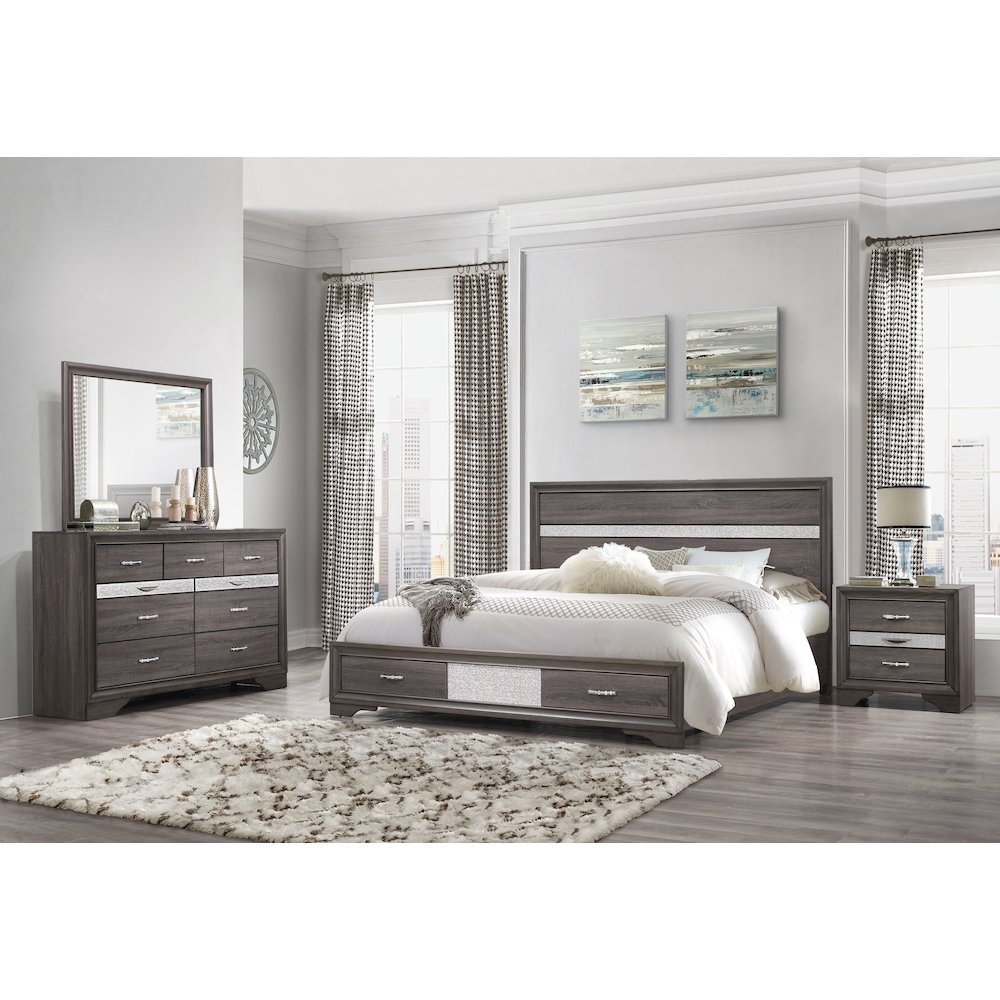 Traditional Glam Seville Grey Dresser, Malamine Grey. Picture 4