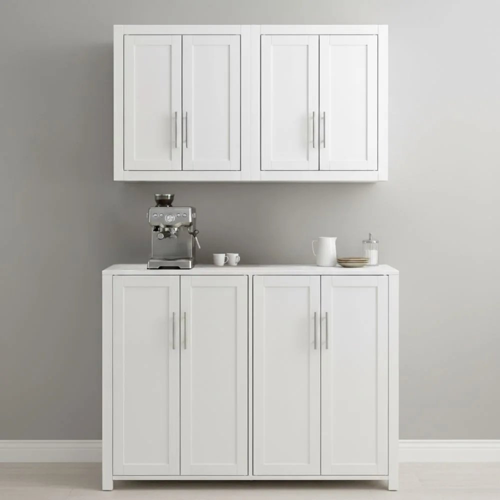 Savannah 3-Piece Kitchen Storage Pantry Set - Sideboard & 2 Wall Cabinets. Picture 2