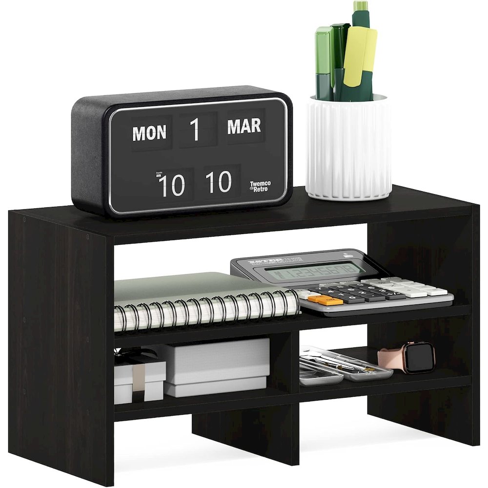 Furinno Hermite Desk Top Organizing Shelf Bookcase, Espresso. Picture 4