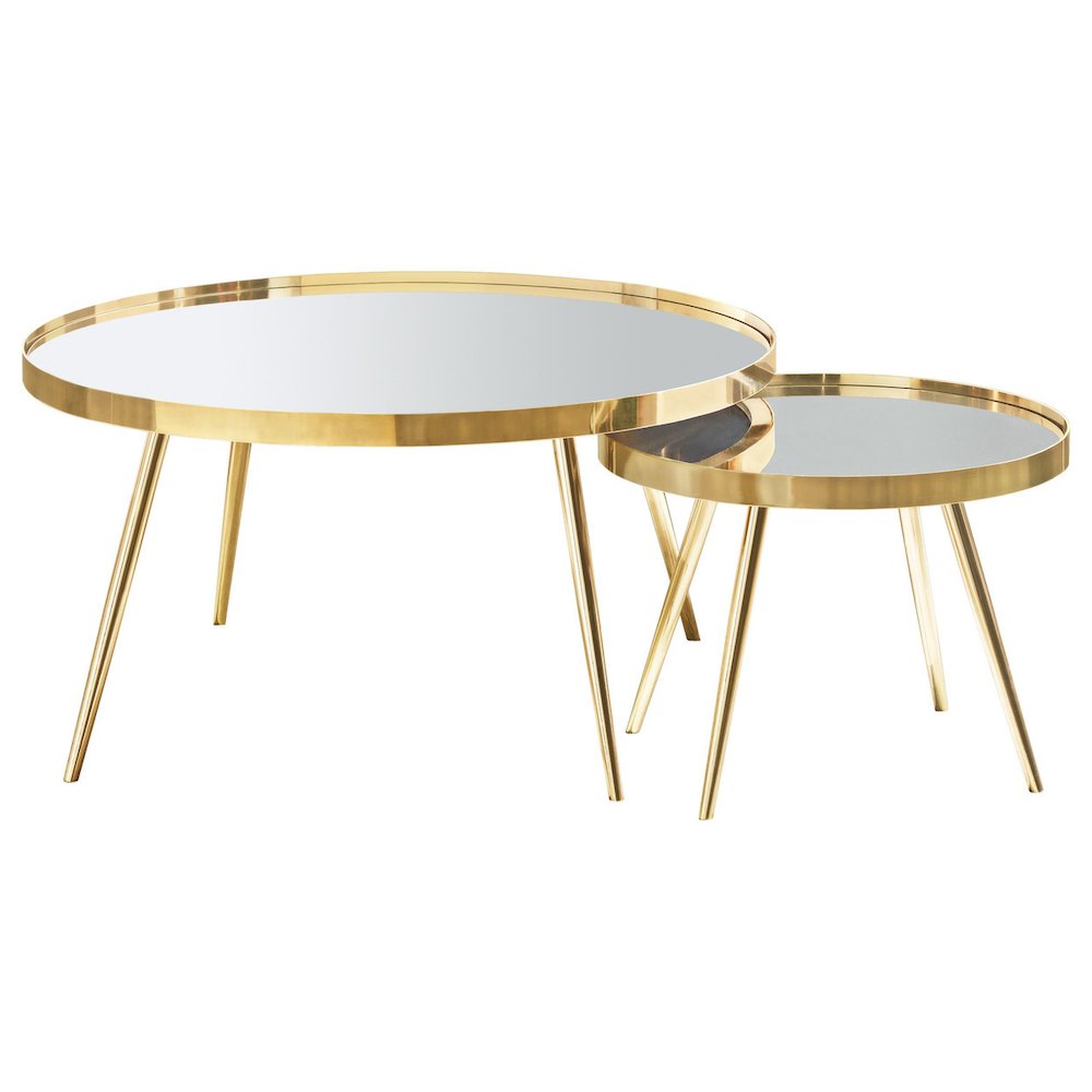 Kaelyn 4-piece Round Coffee and End Table Set Gold. Picture 4