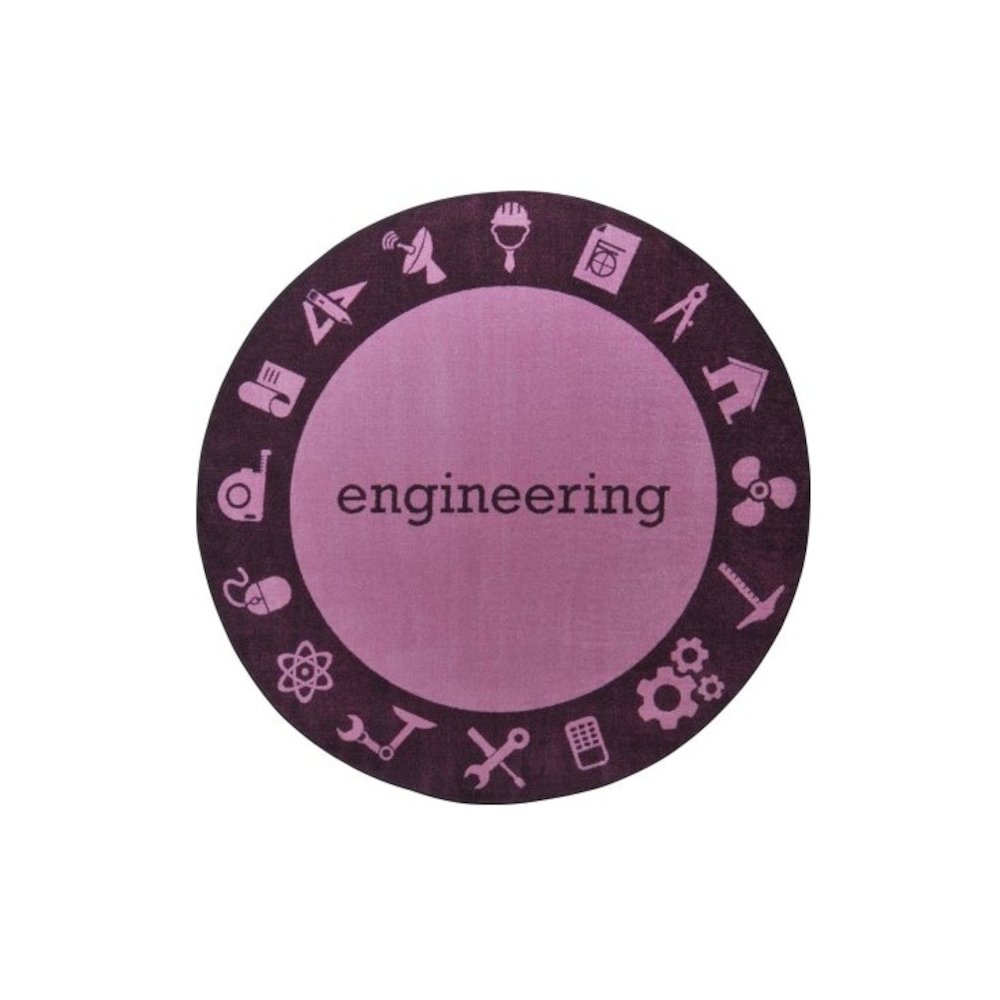 Kid Essentials STEAM 5'4" Round Area Rug in Color Engineering. Picture 1
