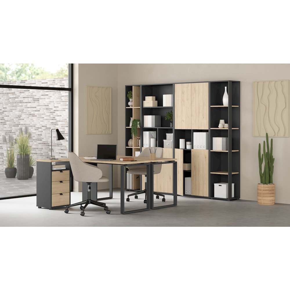 Sign Home Office Writing Office Desk, Jackson Hickory/Matte Grey. Picture 8